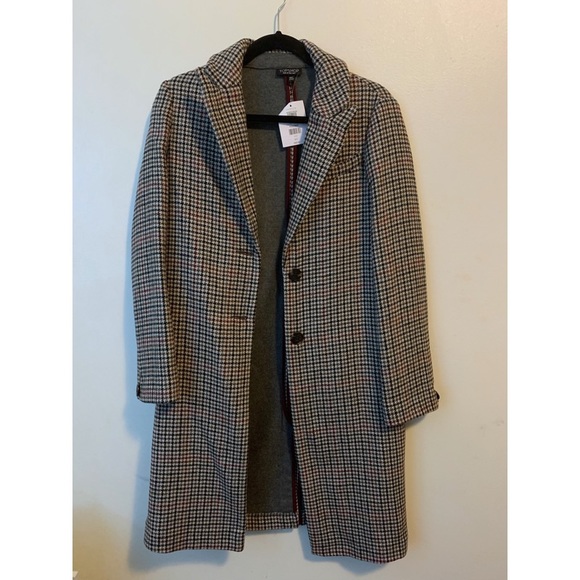 NWT ➡️ TOPSHOP BONDED HERITAGE CHECKED COAT - Picture 7 of 8